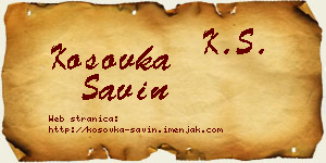 Kosovka Savin vizit kartica